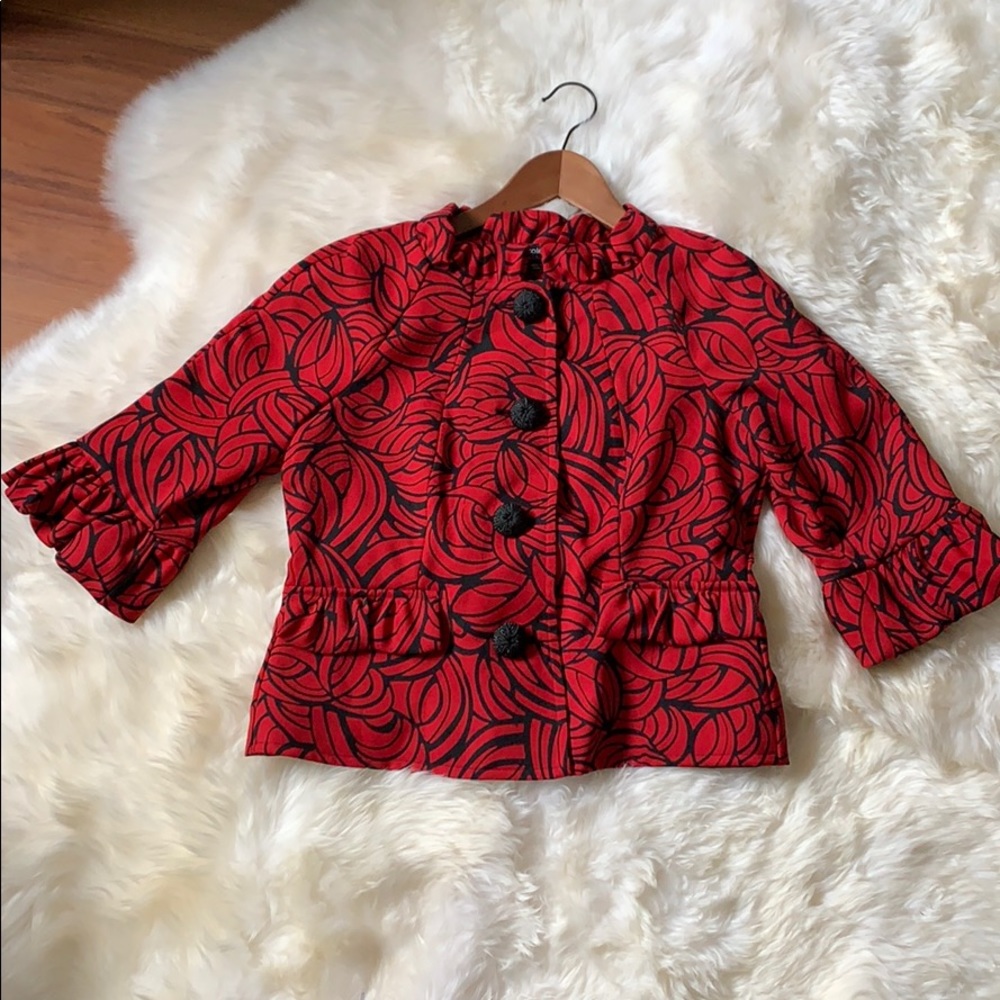 Y2K Cropped Vintage 3/4 Ruffle Sleeve Jacket